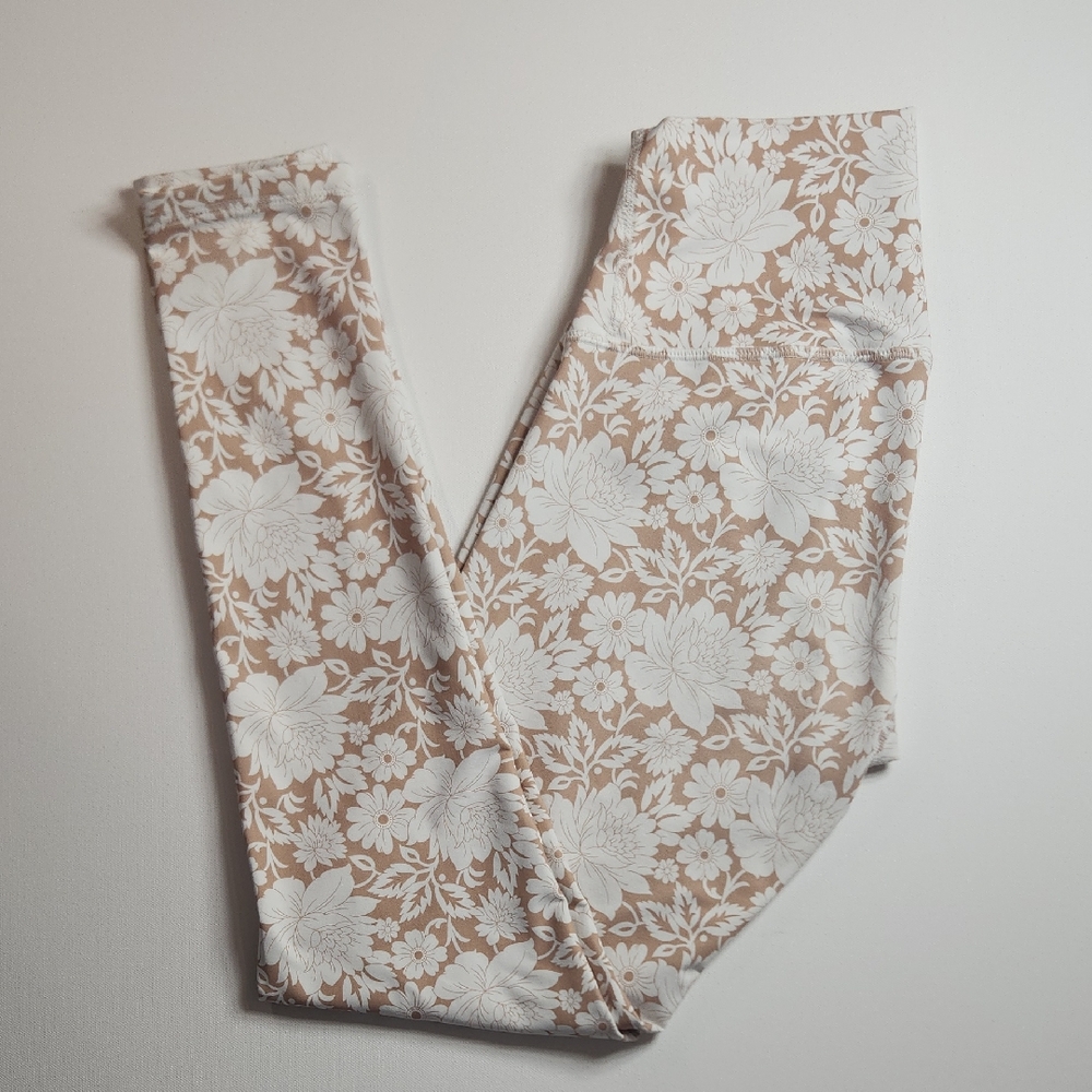 DYI Beige and White Floral Leggings